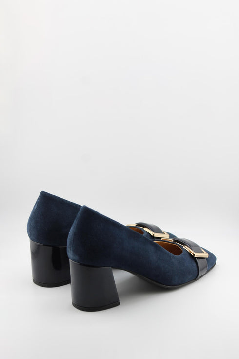 DFC Relax Suede Block Heel Loafers with Buckle