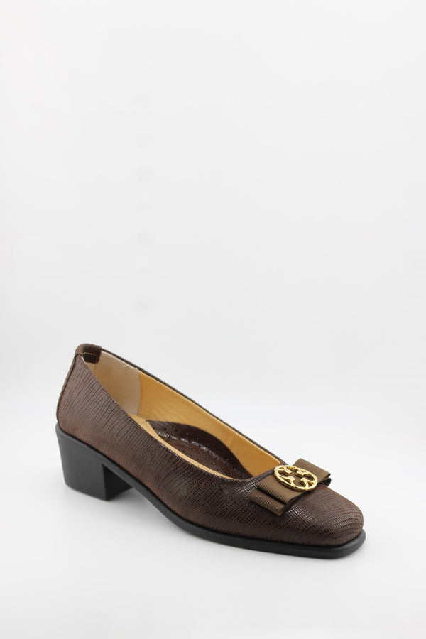 DFC Relax Textured Block Heel Loafers with Bow