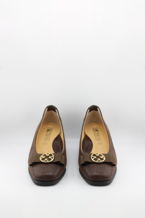 DFC Relax Textured Block Heel Loafers with Bow