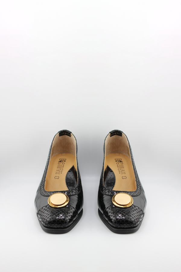 DFC Relax Snake skin Pattern Wedge Loafers with Accent