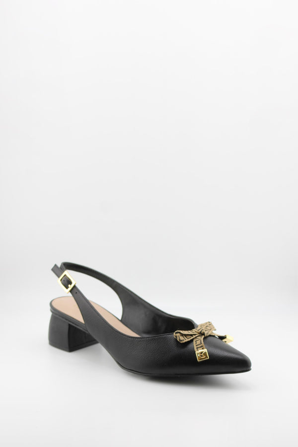 Luz da lua Pointed Toe Slingback Pumps with Bow