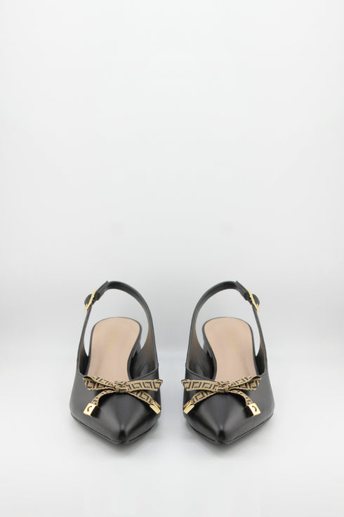 Luz da lua Pointed Toe Slingback Pumps with Bow