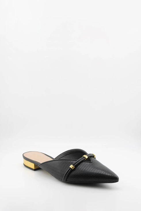 Luz da lua Perforated Pointed-Toe Slip-On Mules