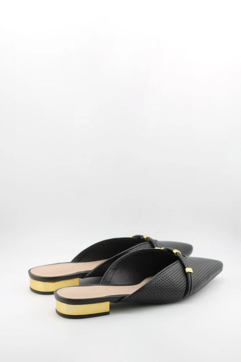 Luz da lua Perforated Pointed-Toe Slip-On Mules