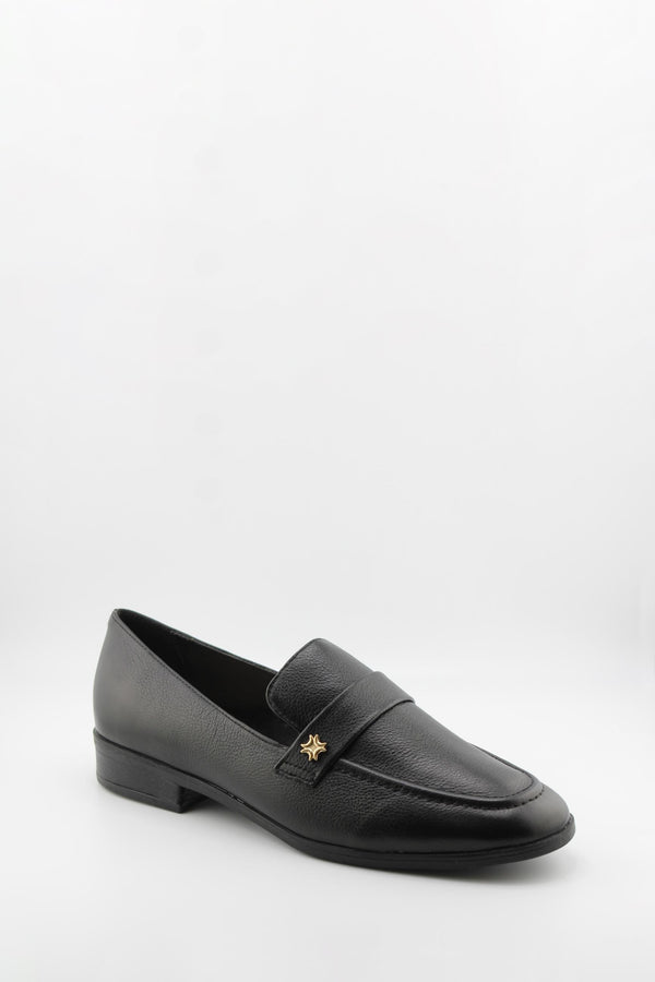 Luz da lua Leather Loafers with Star Accent