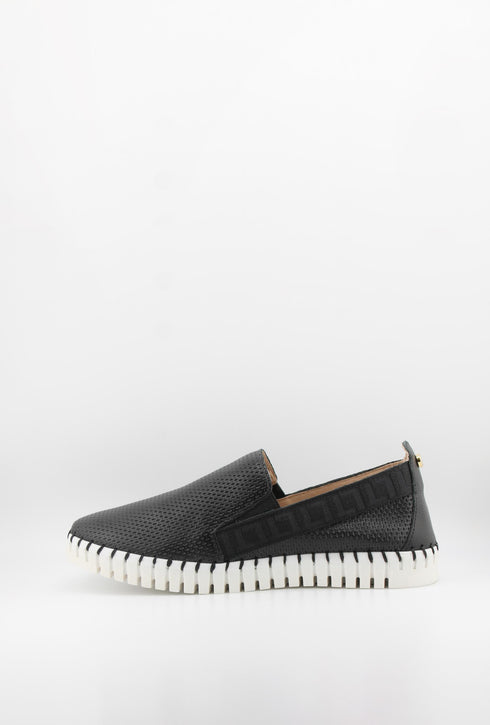 Luz da lua Perforated Slip-On Sneakers with Geometric Trim