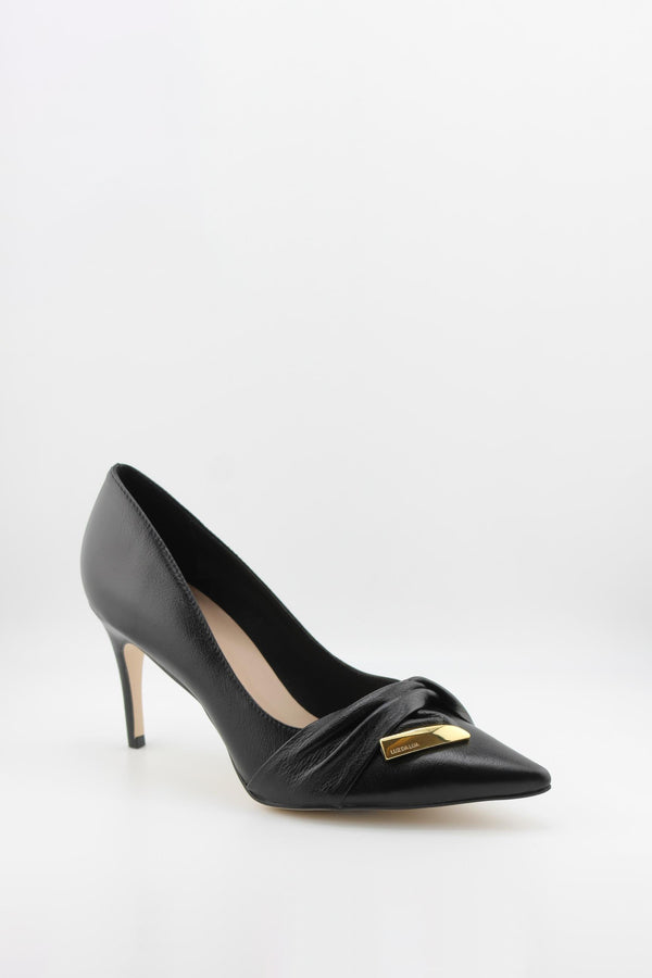 Luz da lua Pointed Toe Leather Pumps with Buckle