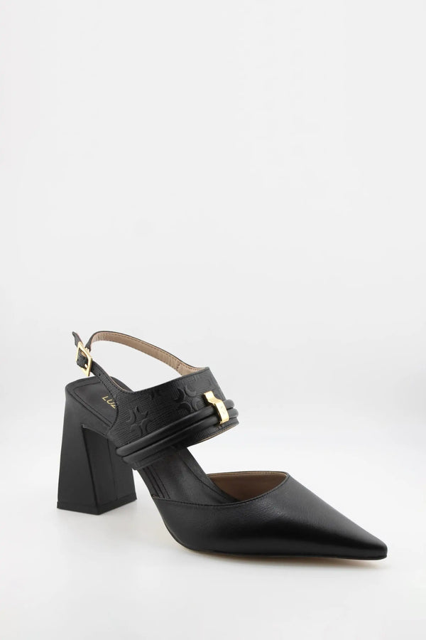 Luz da lua Pointed Toe Block Heel Pumps