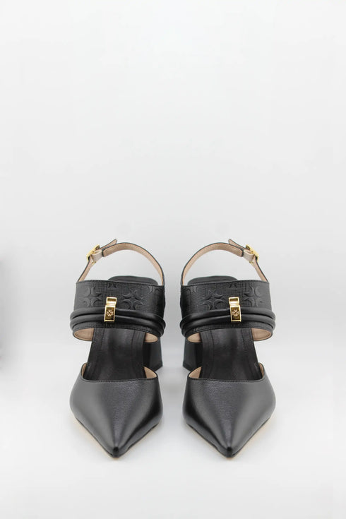 Luz da lua Pointed Toe Block Heel Pumps