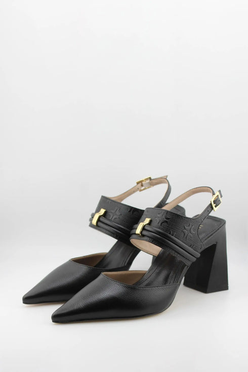 Luz da lua Pointed Toe Block Heel Pumps