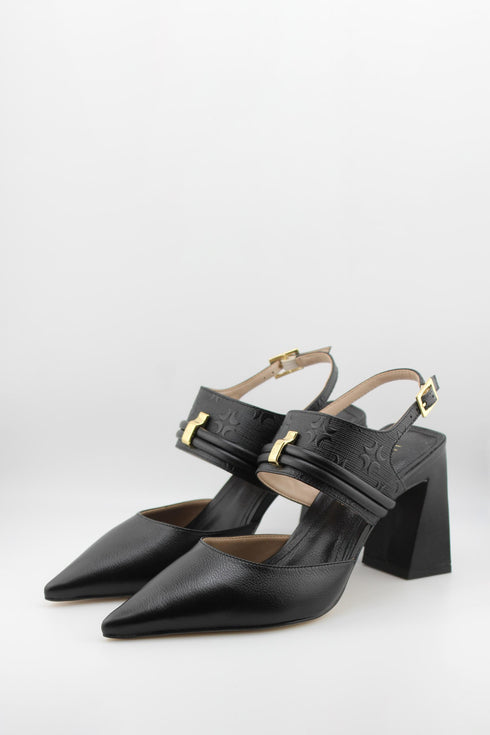 Luz da lua Pointed Toe Block Heel Pumps