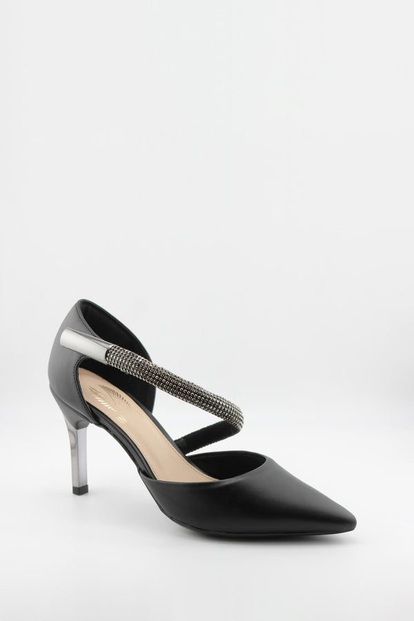 Invoice Stiletto Heel with Rhinestone Straps