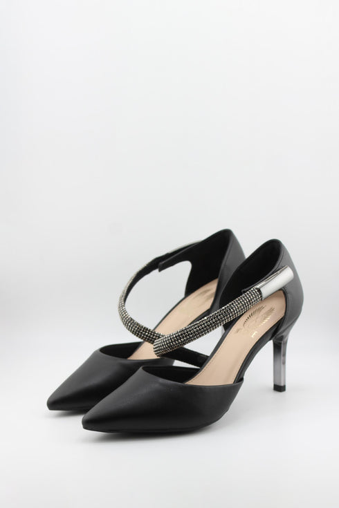 Invoice Stiletto Heel with Rhinestone Straps