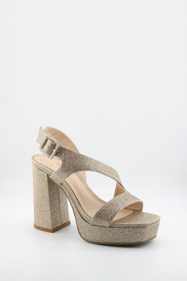 Invoice Chunky Heeled Patent Leather Sandals