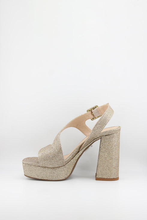 Invoice Chunky Heeled Patent Leather Sandals