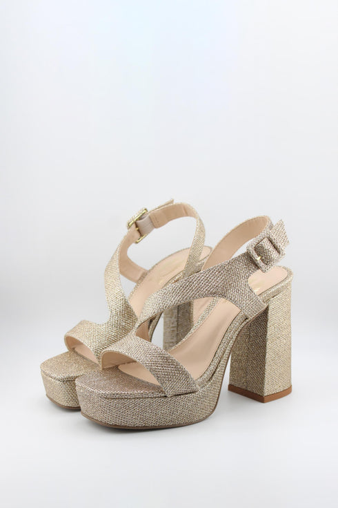 Invoice Chunky Heeled Patent Leather Sandals