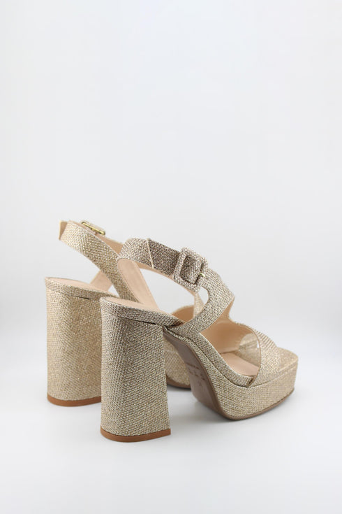 Invoice Chunky Heeled Patent Leather Sandals