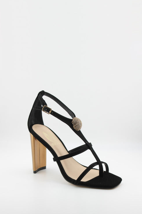 Invoice Strappy Rhinestone Embellished Heel Sandals