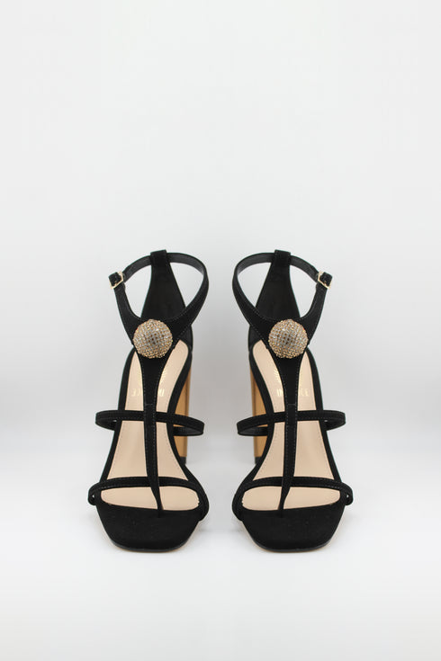 Invoice Strappy Rhinestone Embellished Heel Sandals