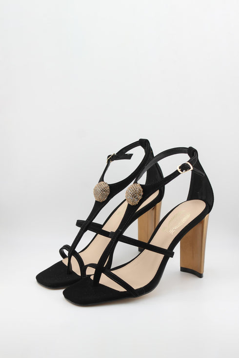 Invoice Strappy Rhinestone Embellished Heel Sandals