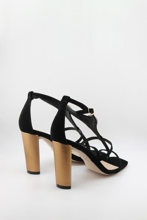 Invoice Strappy Rhinestone Embellished Heel Sandals