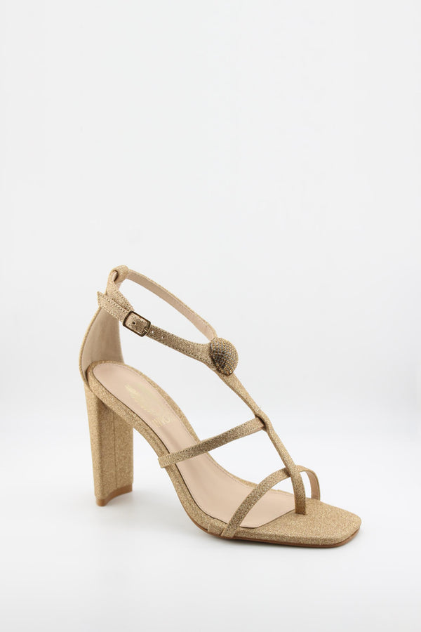 Invoice Strappy Rhinestone Embellished Heel Sandals