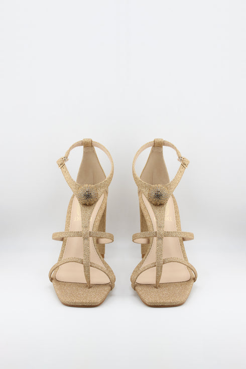 Invoice Strappy Rhinestone Embellished Heel Sandals