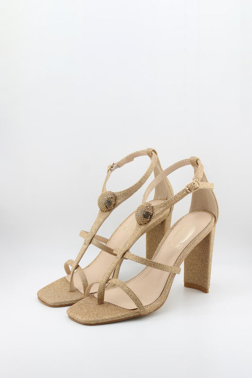 Invoice Strappy Rhinestone Embellished Heel Sandals