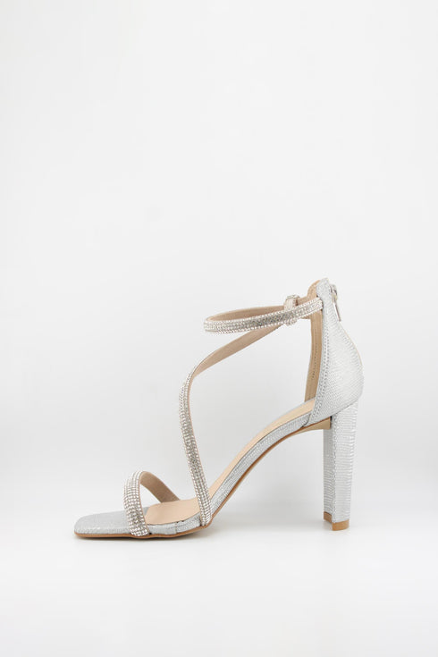 Invoice Strappy Glitter Block Heel Sandals