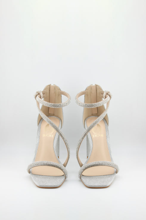 Invoice Strappy Glitter Block Heel Sandals