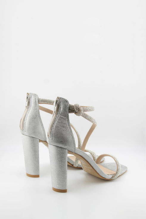 Invoice Strappy Glitter Block Heel Sandals