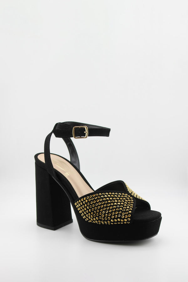 Invoice Studded Block Heel Platform Sandals
