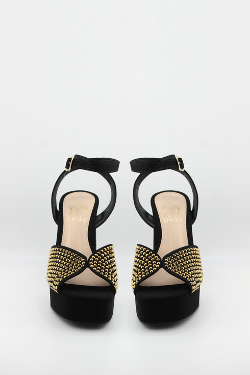 Invoice Studded Block Heel Platform Sandals