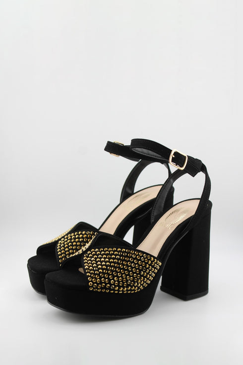 Invoice Studded Block Heel Platform Sandals