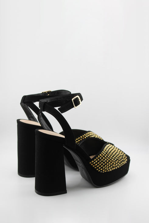 Invoice Studded Block Heel Platform Sandals