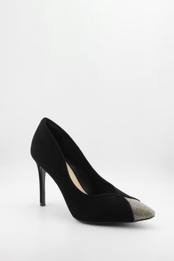 Invoice Stiletto Pumps with Rhinestone Toe