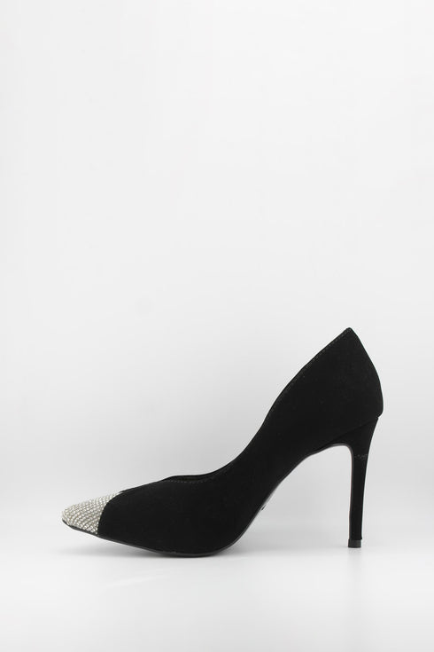 Invoice Stiletto Pumps with Rhinestone Toe
