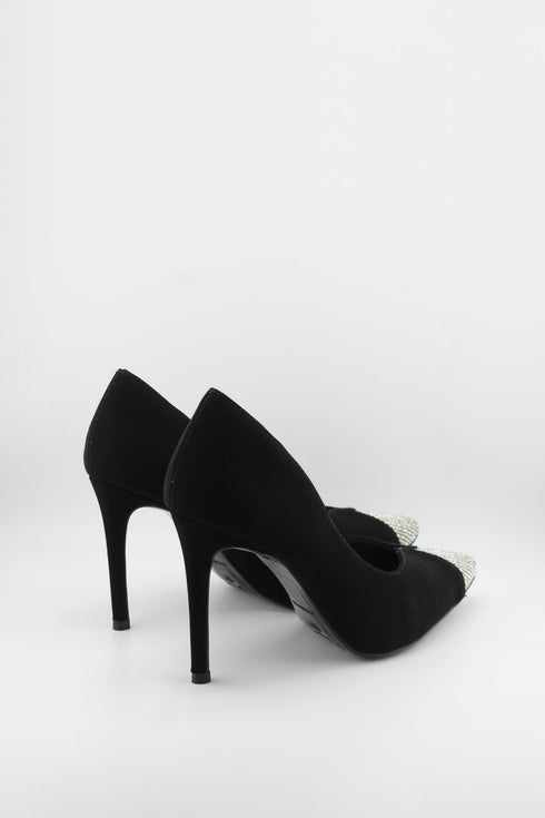 Invoice Stiletto Pumps with Rhinestone Toe