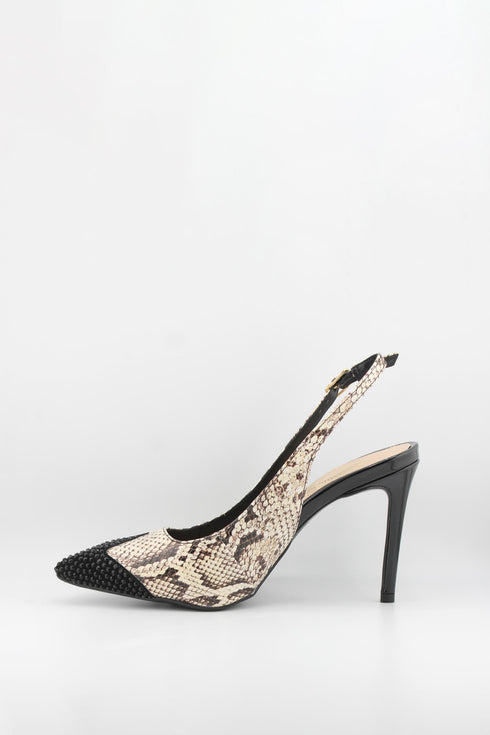 Invoice Snake Print Slingback Stiletto Pumps