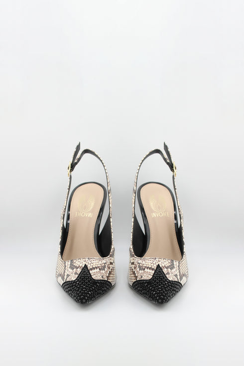 Invoice Snake Print Slingback Stiletto Pumps