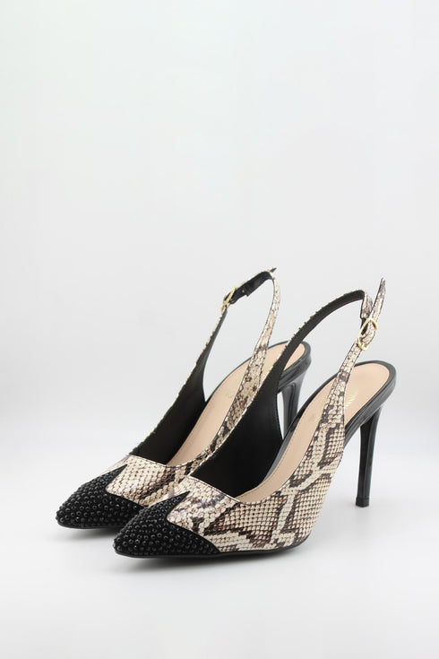 Invoice Snake Print Slingback Stiletto Pumps