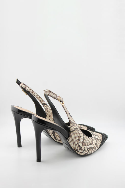Invoice Snake Print Slingback Stiletto Pumps