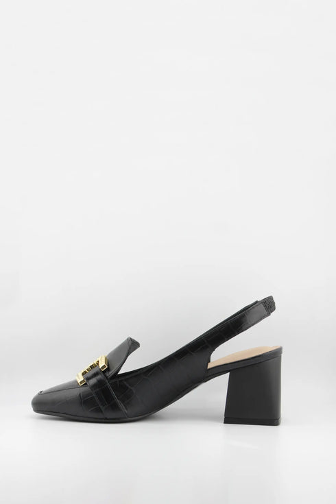 Capelli Rossi Croc-Embossed Slingback Heeled Loafers