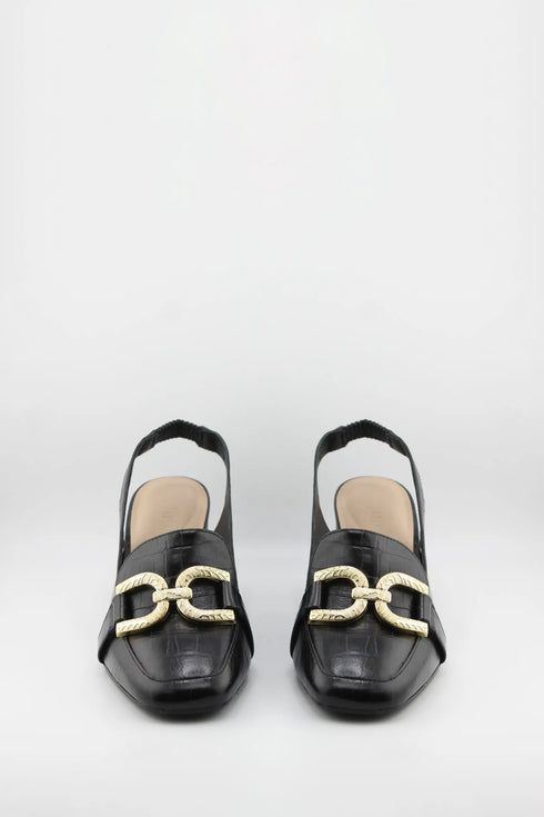 Capelli Rossi Croc-Embossed Slingback Heeled Loafers