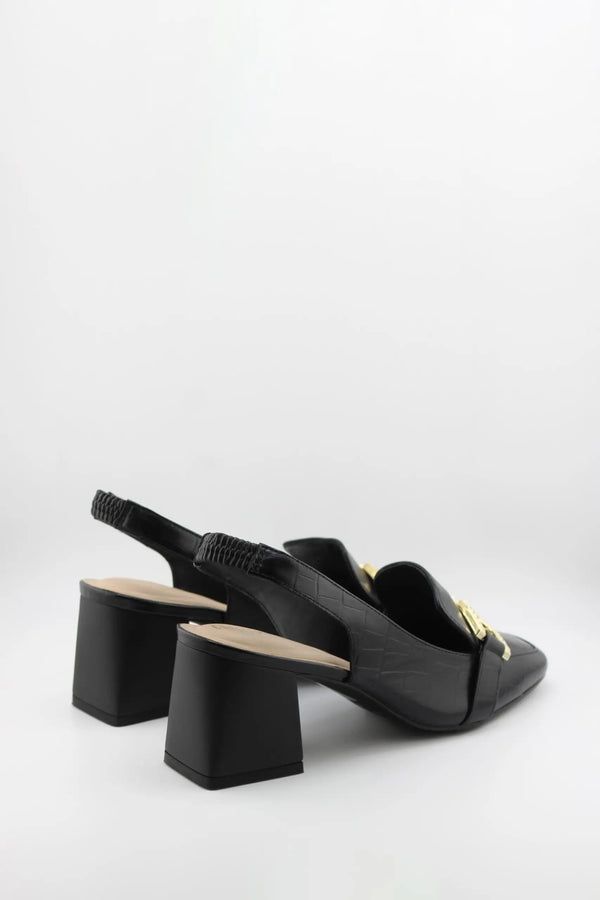 Capelli Rossi Croc-Embossed Slingback Heeled Loafers