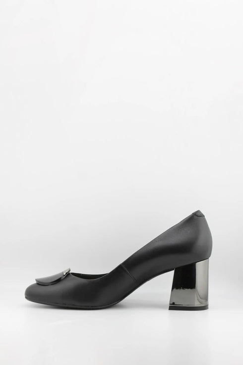 Capelli Rossi Leather Pump with Metallic Block Heel