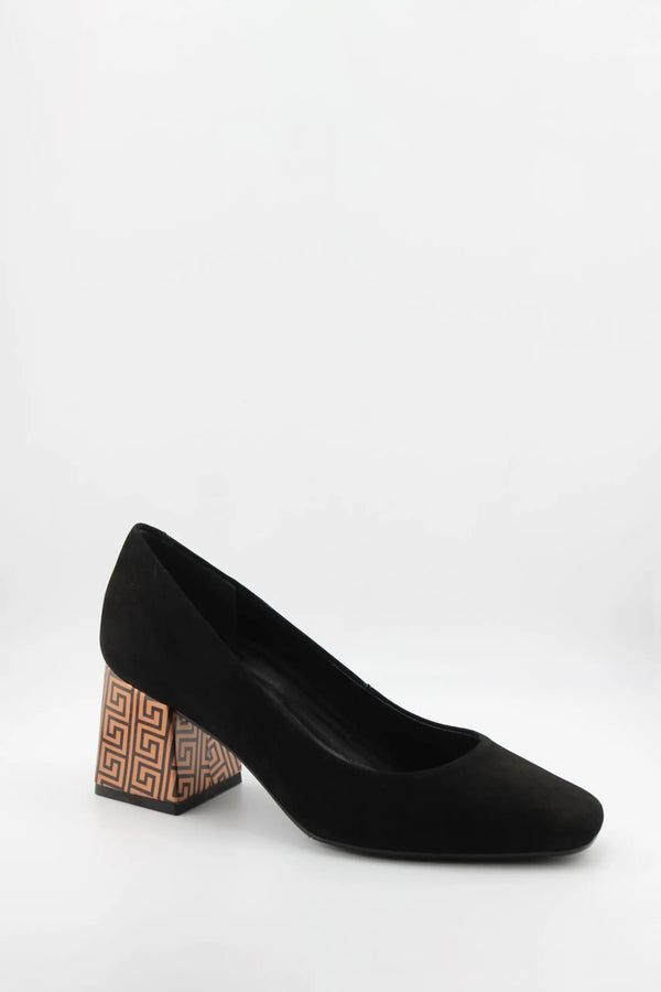 Capelli Rossi Geometric Block Heel Suede Pumps