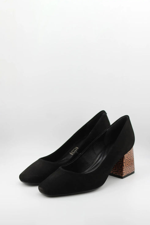 Capelli Rossi Geometric Block Heel Suede Pumps