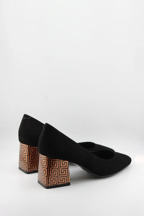 Capelli Rossi Geometric Block Heel Suede Pumps