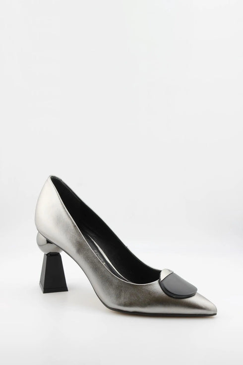 Capelli Rossi Geometric Heel Leather Loafers